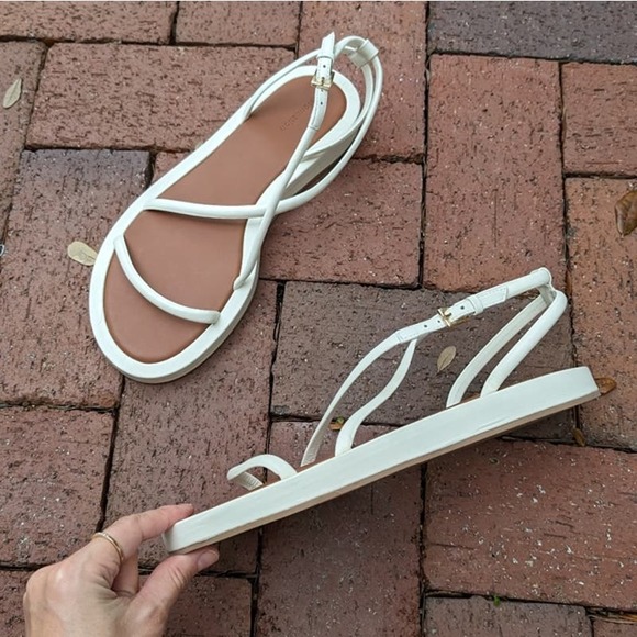 Reformation Arni White Leather Flatform Sandal, size 8 - Picture 2 of 6